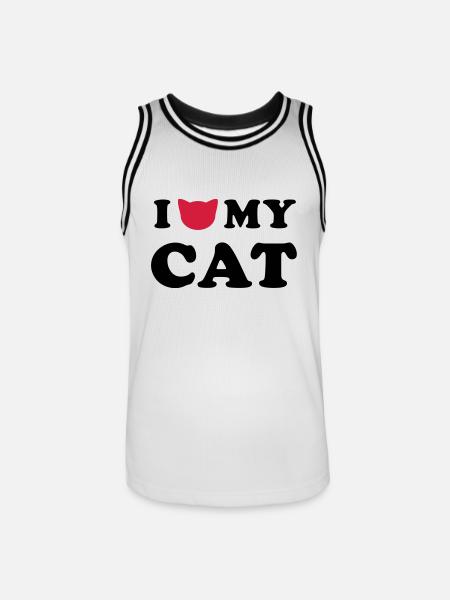 LOVE MY CAT - Männer Basketball-Trikot - Weiß/Schwarz
