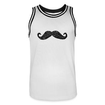 Moustache - Maillot de basket Homme - blanc/noir - Devant - AI Model Male 185 dark (185cm)