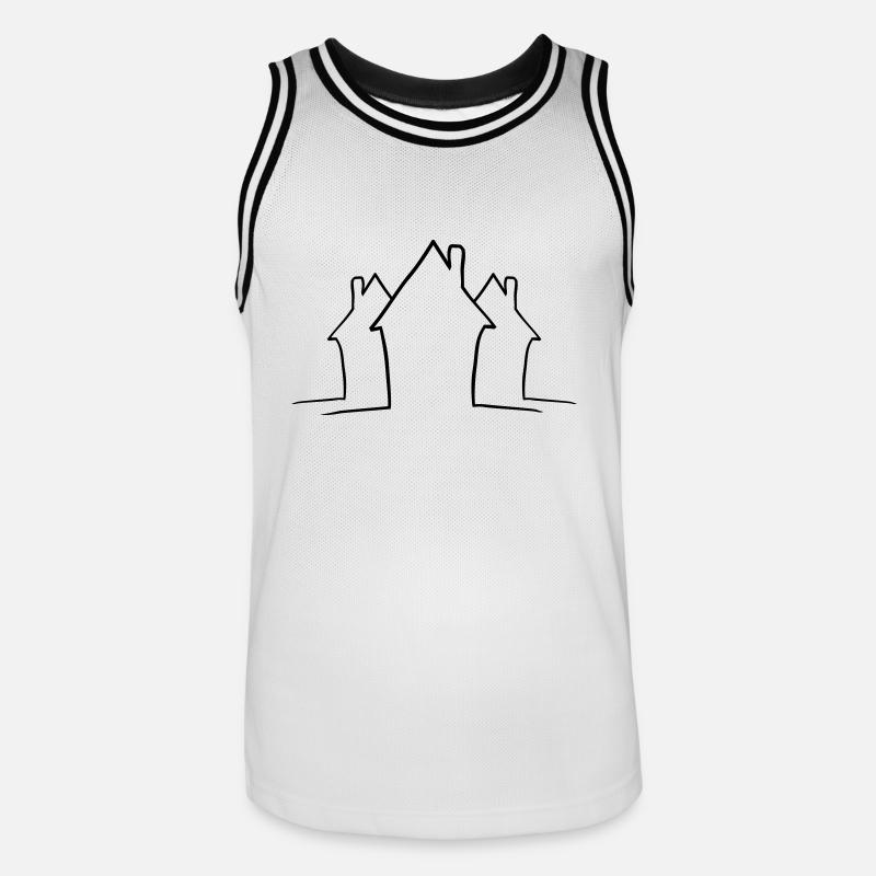 Lignes de maisons de quartier - Maillot de basket Homme - blanc/noir
