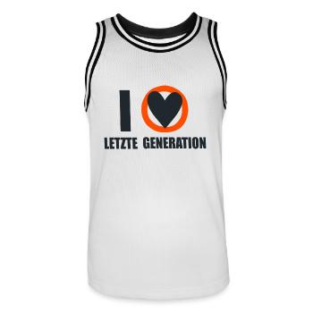 Letzte Generation - Design 6 - Männer Basketball-Trikot - Weiß/Schwarz - Vorne - AI Model Male 185 dark (185cm)