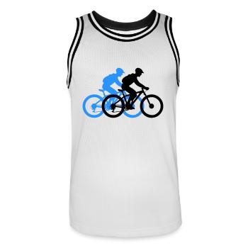 Mountain Bike Bicycle Man Silhouette - Men's Basketball Jersey - white/black - Front - AI Model Male 185 dark (185cm)