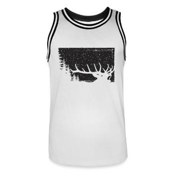 Cerf - Maillot de basket Homme - blanc/noir - Devant - AI Model Male 185 dark (185cm)