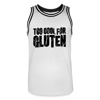 Too Cool For Gluten - Funny Celiac Design - Men's Basketball Jersey - white/black - Front - AI Model Male 185 dark (185cm)