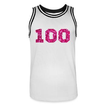 Nummer 100 Pink Glitter - 100-jähriges Jubiläum - Männer Basketball-Trikot - Weiß/Schwarz - Vorne - AI Model Male 185 dark (185cm)