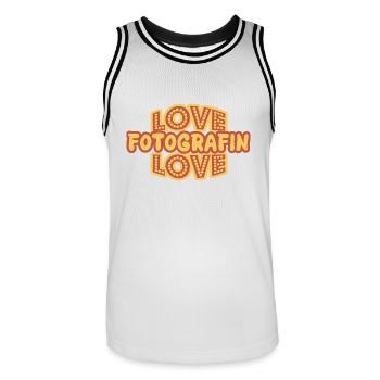 Photographe d’emploi - Maillot de basket Homme - blanc/noir - Devant - AI Model Male 185 dark (185cm)