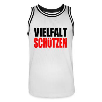 vielfalt schützen - Männer Basketball-Trikot - Weiß/Schwarz - Vorne - AI Model Male 185 dark (185cm)