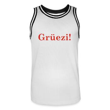 Grüezi - Schweiz - Switzerland - Swiss - Suisse - Men's Basketball Jersey - white/black - Front - AI Model Male 185 dark (185cm)