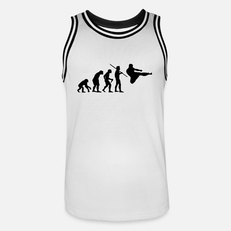 Evolution des Menschen - Kampfsport - Männer Basketball-Trikot - Weiß/Schwarz