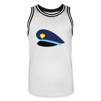 Chapeau de police - Maillot de basket Homme - blanc/noir - Devant - AI Model Male 185 dark (185cm)