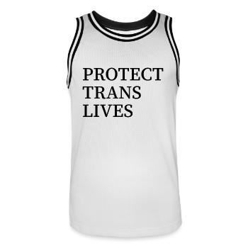 Protéger les vies trans - Maillot de basket Homme - blanc/noir - Devant - AI Model Male 185 dark (185cm)