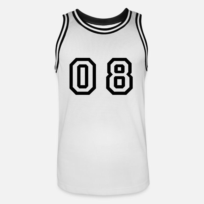 Nummer - 08 - null acht - Männer Basketball-Trikot - Weiß/Schwarz