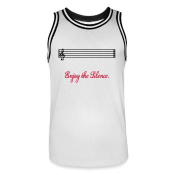 enjoy the silence - Männer Basketball-Trikot - Weiß/Schwarz - Vorne - AI Model Male 185 dark (185cm)