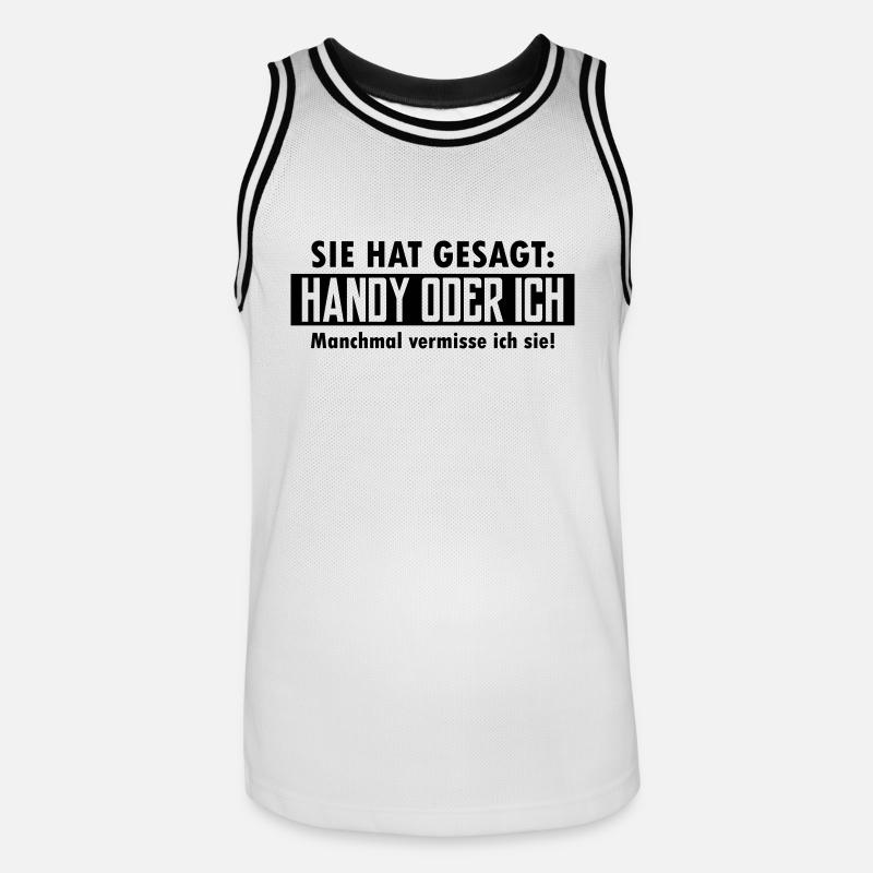 handy oder ich - Männer Basketball-Trikot - Weiß/Schwarz
