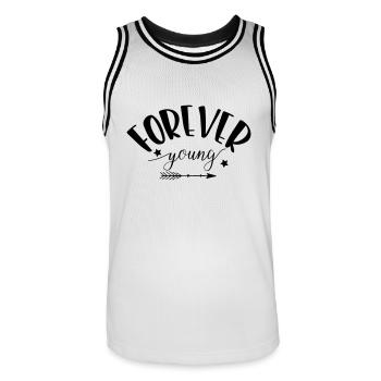 forever_young - Männer Basketball-Trikot - Weiß/Schwarz - Vorne - AI Model Male 185 dark (185cm)