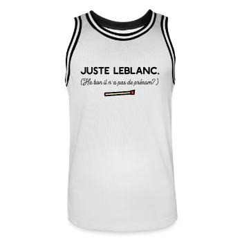 Juste Leblanc t-shirt diner humour - Maillot de basket Homme - blanc/noir - Devant - AI Model Male 185 dark (185cm)