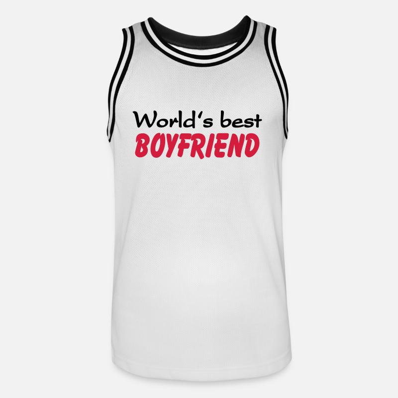 World's best Boyfriend - Maglia da basket per uomo - bianco/nero