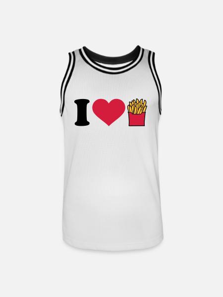 I love Fries - Men's Basketball Jersey - white/black