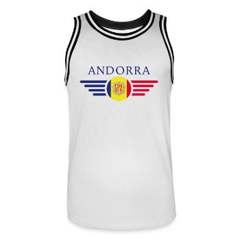 Andorra Style Design T-Shirt - Men's Basketball Jersey - white/black - Front - AI Model Male 185 dark (185cm)