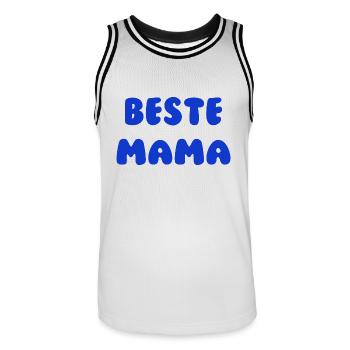 Beste Mama Blau - Männer Basketball-Trikot - Weiß/Schwarz - Vorne - AI Model Male 185 dark (185cm)