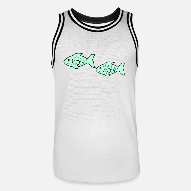 fish2 - Männer Basketball-Trikot - Weiß/Schwarz