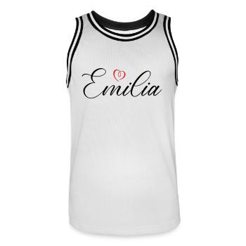 Emilia Name Heart - Men's Basketball Jersey - white/black - Front - AI Model Male 185 dark (185cm)