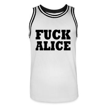 Fuck alice - Männer Basketball-Trikot - Weiß/Schwarz - Vorne - AI Model Male 185 dark (185cm)