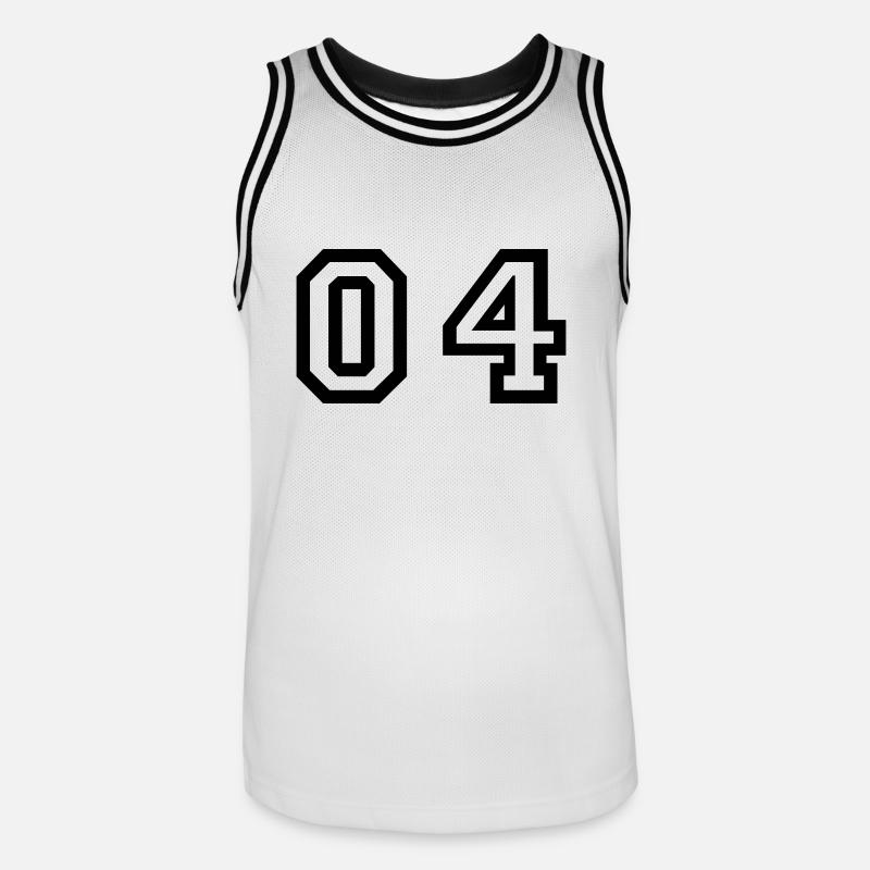 Nummer - 04 - Null vier - Männer Basketball-Trikot - Weiß/Schwarz