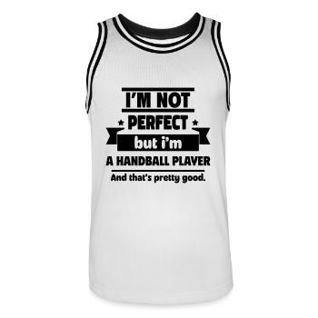 Pas parfait, mais un joueur de handball, handball - Maillot de basket Homme - blanc/noir - Devant - AI Model Male 185 dark (185cm)
