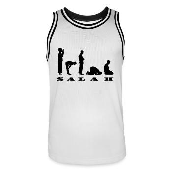 Salah Prayer Silhouette Design - Men's Basketball Jersey - white/black - Front - AI Model Male 185 dark (185cm)