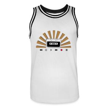 Kassette - Männer Basketball-Trikot - Weiß/Schwarz - Vorne - AI Model Male 185 dark (185cm)