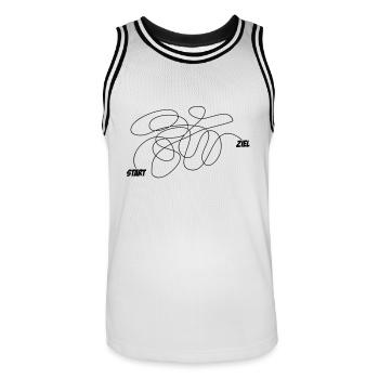 Start Destination Journey 1c - Men's Basketball Jersey - white/black - Front - AI Model Male 185 dark (185cm)