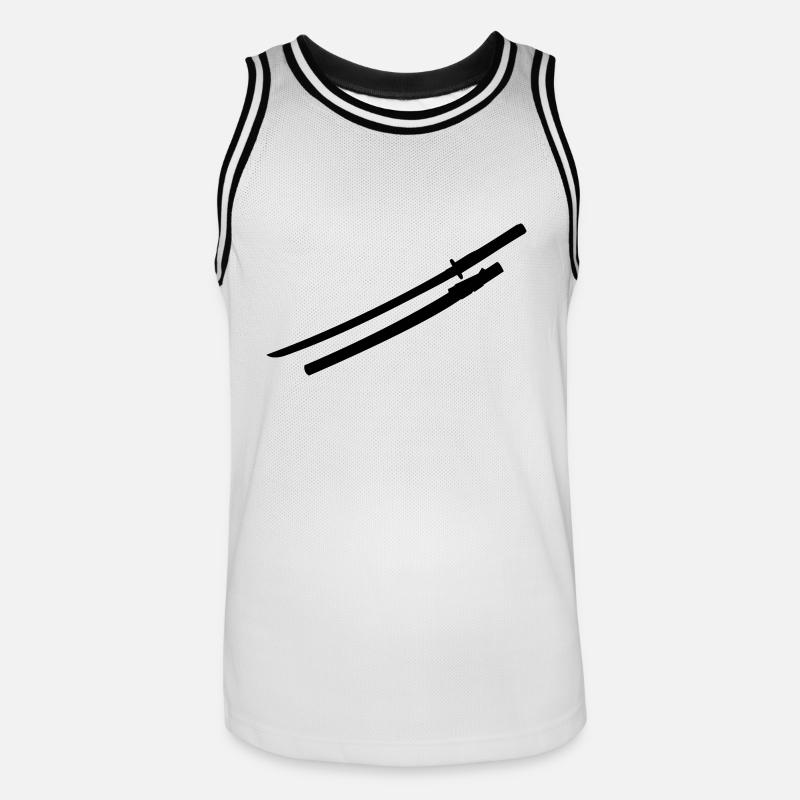 Samurai épée - Maillot de basket Homme - blanc/noir