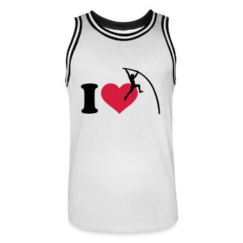 I love Saut à la perche - Maillot de basket Homme - blanc/noir - Devant - AI Model Male 185 dark (185cm)