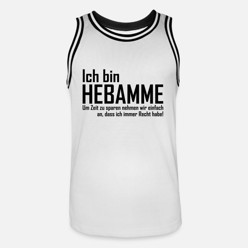 ich bin hebamme - Männer Basketball-Trikot - Weiß/Schwarz