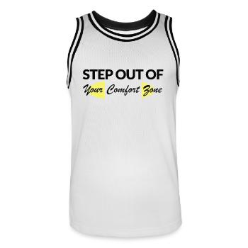Sortez de votre zone de confort - Maillot de basket Homme - blanc/noir - Devant - AI Model Male 185 dark (185cm)