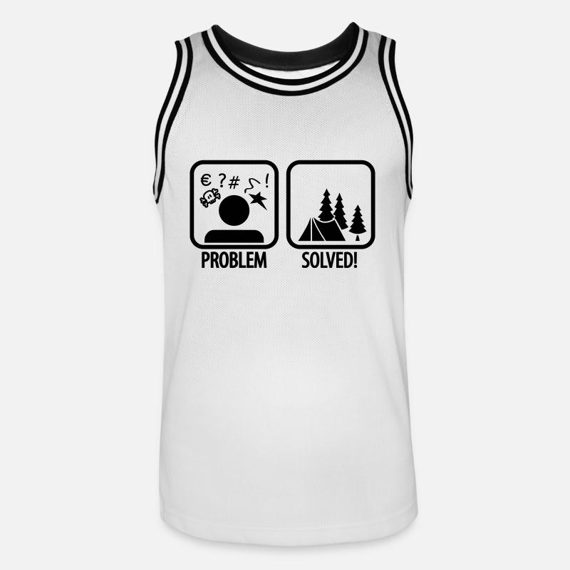 problem solved - camping - Männer Basketball-Trikot - Weiß/Schwarz