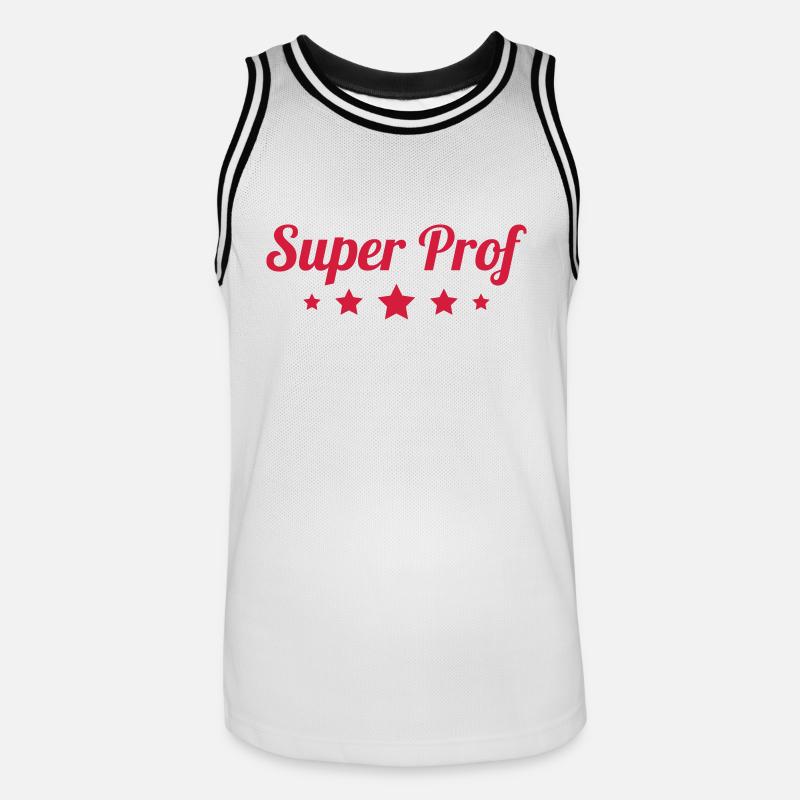 Ecole / Prof / Instit / Professeur / Maîtresse - Maillot de basket Homme - blanc/noir