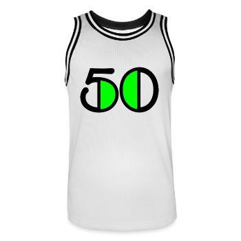 50 ANS. 50e ANNIVERSAIRE. ANNIVERSAIRE 50 ANS. 50 - Maillot de basket Homme - blanc/noir - Devant - AI Model Male 185 dark (185cm)