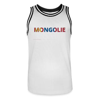 Drapeau Mongolie - Maillot de basket Homme - blanc/noir - Devant - AI Model Male 185 dark (185cm)