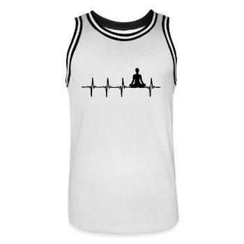 Heartbeat Yoga - Men's Basketball Jersey - white/black - Front - AI Model Male 185 dark (185cm)