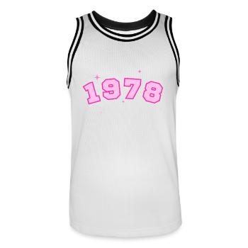 1978 rose étoile - Maillot de basket Homme - blanc/noir - Devant - AI Model Male 185 dark (185cm)