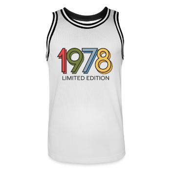 Vintage 1978 Limited Edition - Men's Basketball Jersey - white/black - Front - AI Model Male 185 dark (185cm)