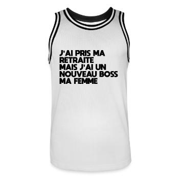Funny Man Retirement Gift Idea for a Mar - Men's Basketball Jersey - white/black - Front - AI Model Male 185 dark (185cm)