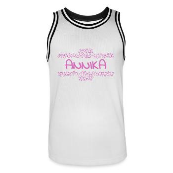 Prénom Annika - Maillot de basket Homme - blanc/noir - Devant - AI Model Male 185 dark (185cm)