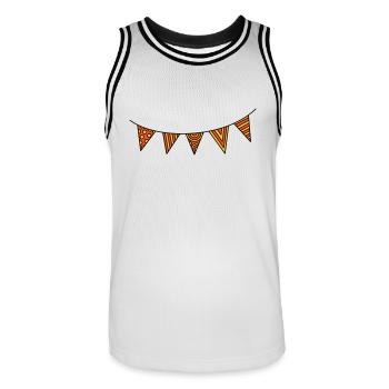 Wimpelkette dreifarbig - Männer Basketball-Trikot - Weiß/Schwarz - Vorne - AI Model Male 185 dark (185cm)