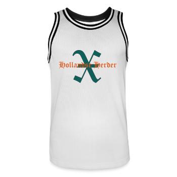 Schriftzug X-Hollandse Herder - Männer Basketball-Trikot - Weiß/Schwarz - Vorne - AI Model Male 185 dark (185cm)