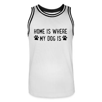 Dog - Men's Basketball Jersey - white/black - Front - AI Model Male 185 dark (185cm)