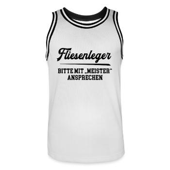 Fliesenleger Meister Prüfung Bestanden Ausbildung - Männer Basketball-Trikot - Weiß/Schwarz - Vorne - AI Model Male 185 dark (185cm)