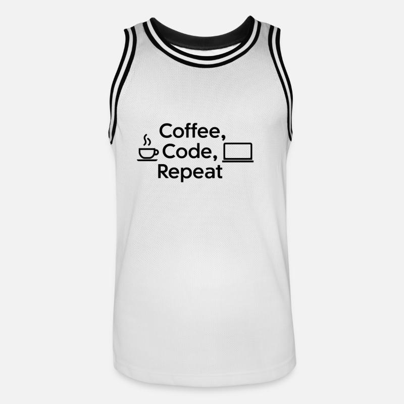 Kaffee & Code: Tägliche Routine - Männer Basketball-Trikot - Weiß/Schwarz