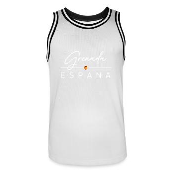 Spain - Grenada - Spanien - Espana - Männer Basketball-Trikot - Weiß/Schwarz - Vorne - AI Model Male 185 dark (185cm)